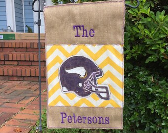 Custom Minnesota Vikings or Any team Burlap Garden Flag