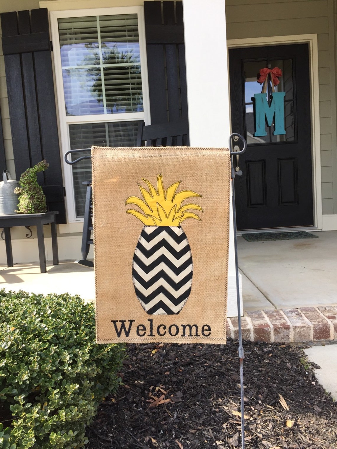 Pineapple Burlap Garden Flag Etsy