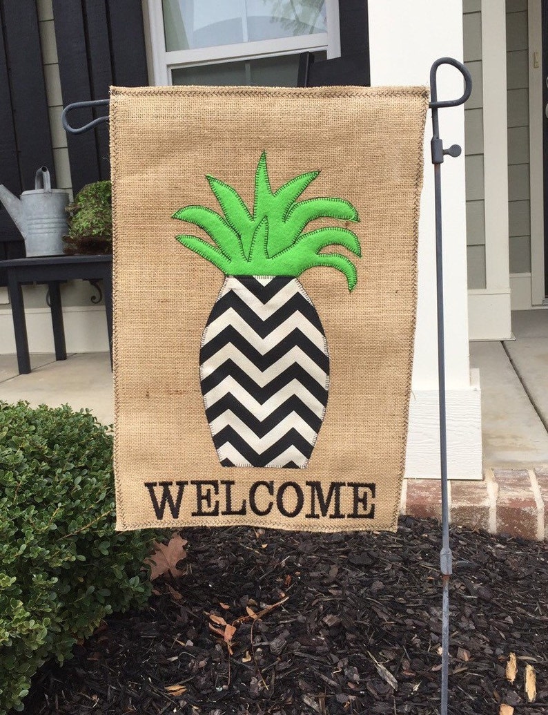 Pineapple Burlap Garden Flag Etsy