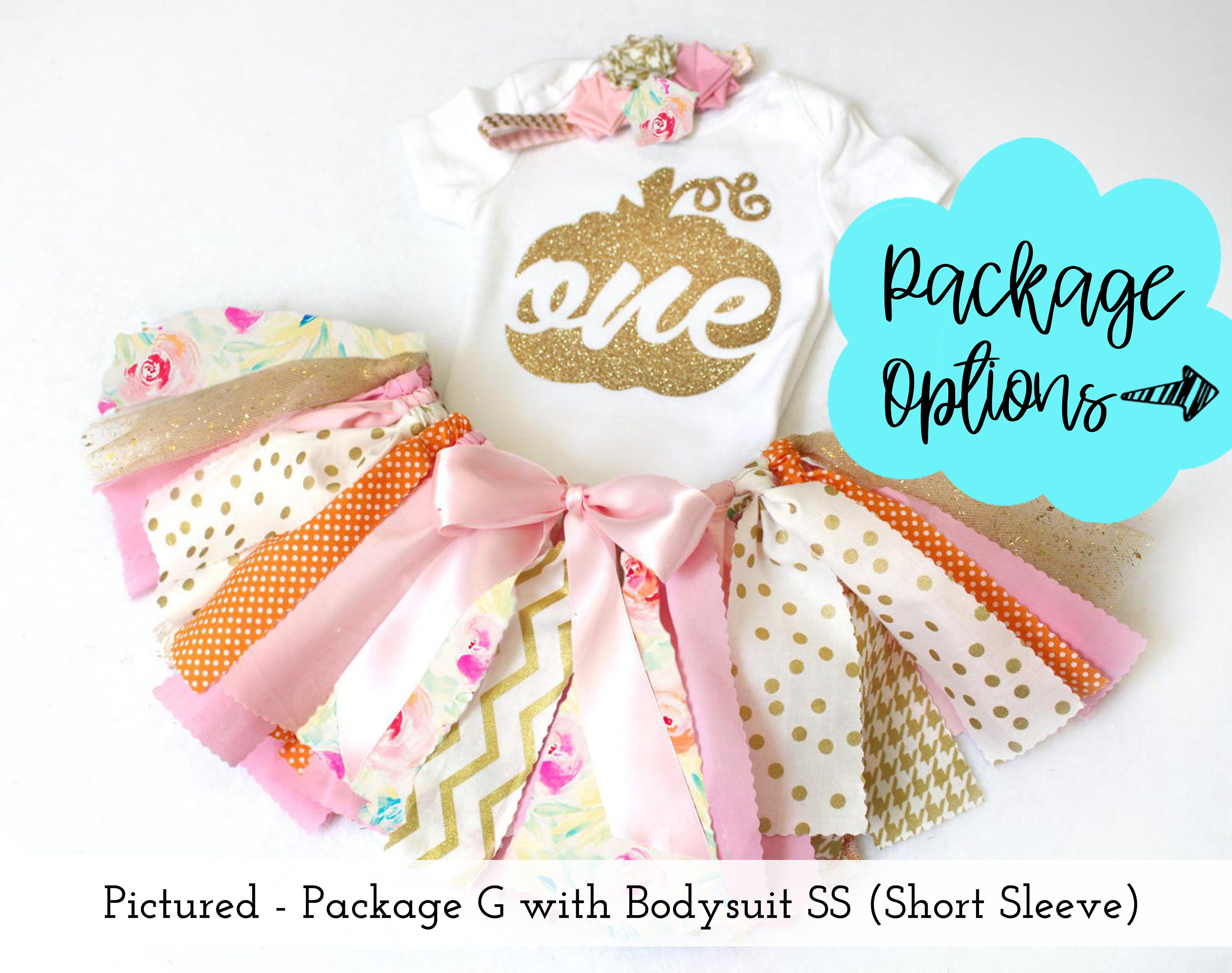 Fall Pumpkin Birthday Outfit // Optional Fabric Tutu Top Headband Ban…