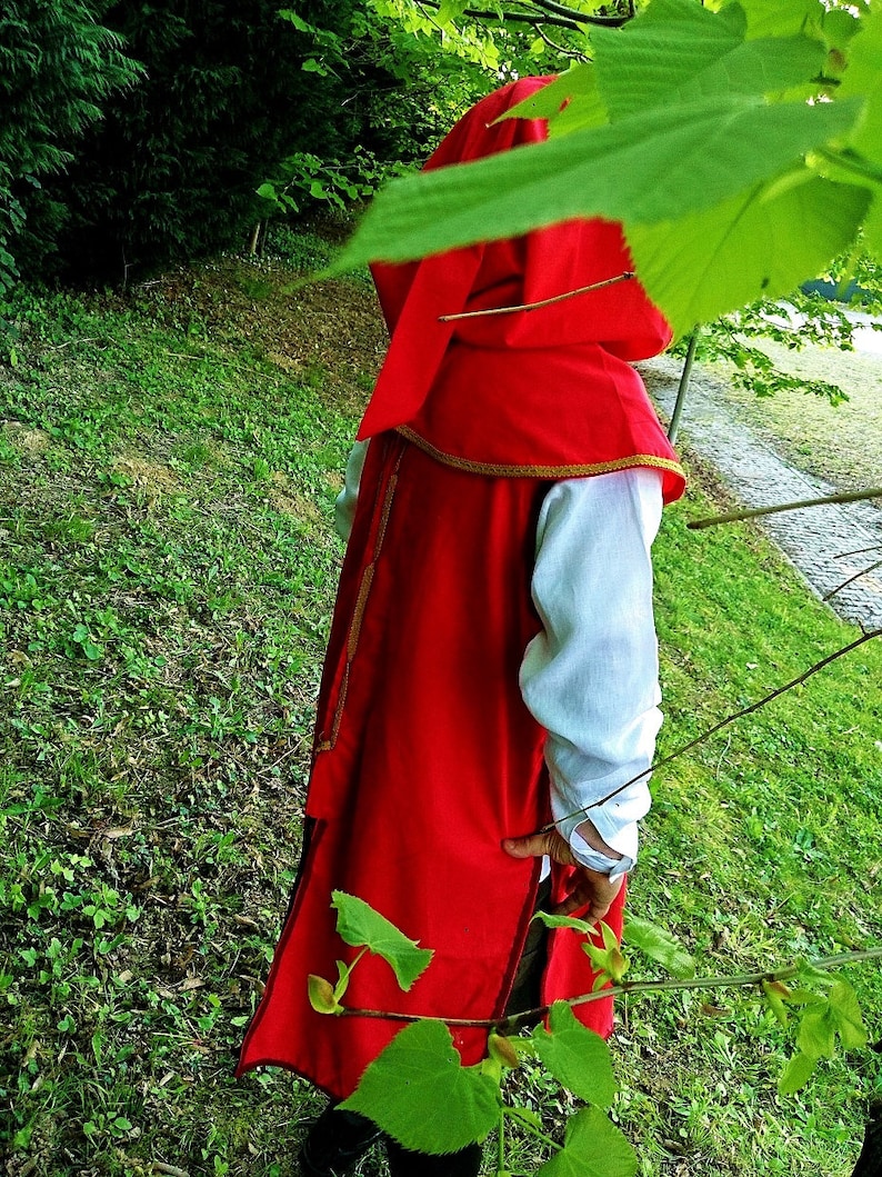 MADE TO ORDER red cape with hood and tunic cloak mantle | Etsy