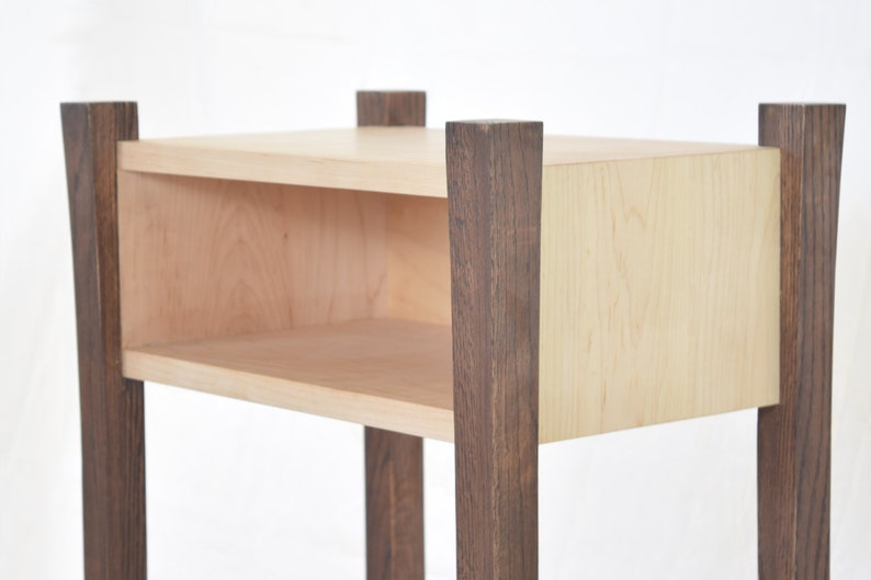 Modern Wood Bedside Table Curved Legs Etsy