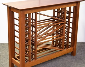 Wine Tasting Table Solid Wood Sapele Mahogany 75 wine bottles