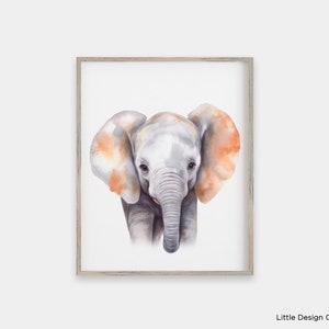 Watercolor Baby Elephant Print: Safari Nursery Decor (Digital Download)