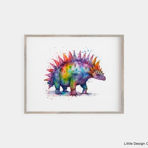 Watercolor Stegosaurus Print: Bold Dinosaur Kids Room Decor (Digital Download)
