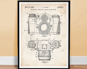 Single 8x10 Print with Black Border Frame Sauer 1962 Framed Photographic Camera with Coupled Exposure Print E