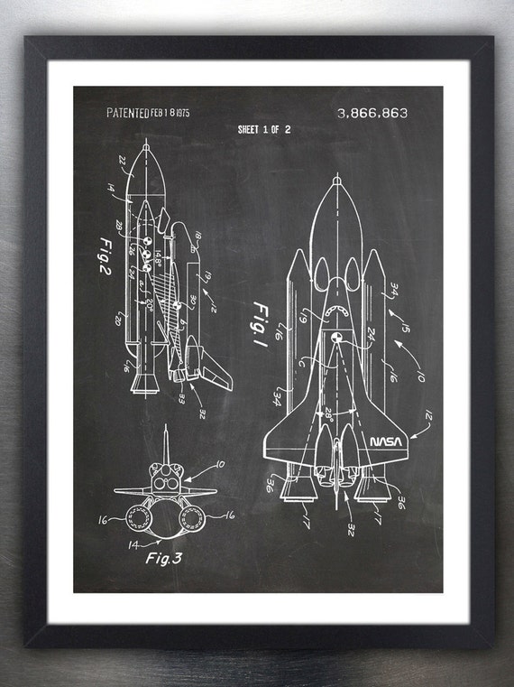 NASA Space Shuttle Invention Poster 18x24 Handmade 