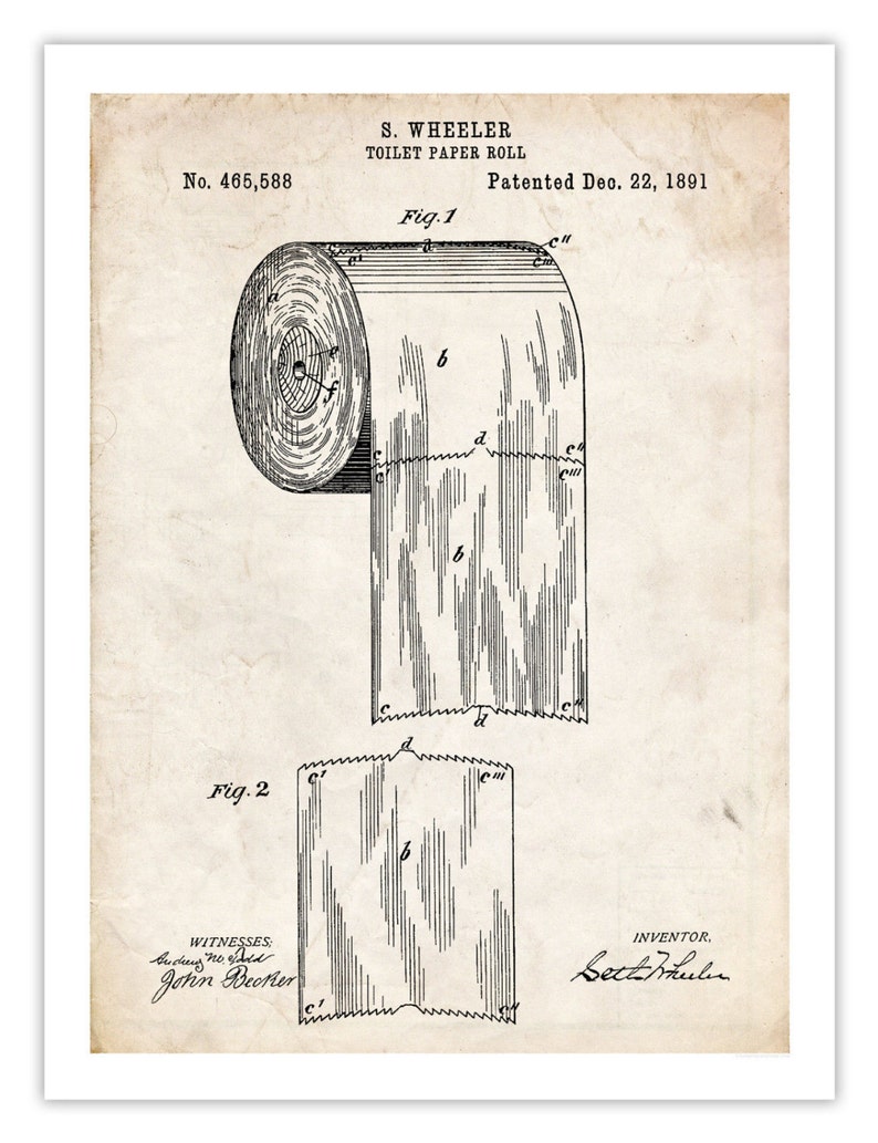 TOILET PAPER ROLL Invention Poster 18x24 Handmade Giclée - Etsy