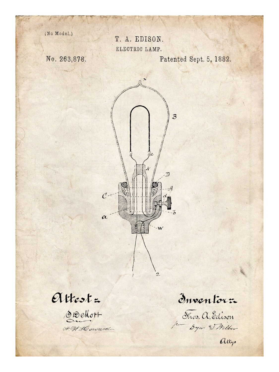 edison light bulb invention poster 18x24 handmade giclée epson light bulb