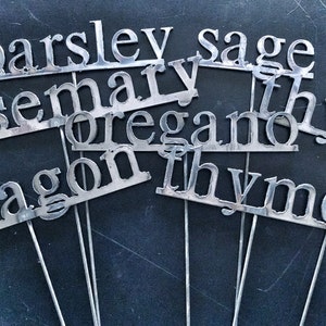 You choose! Set of 6 metal herb stakes/garden markers