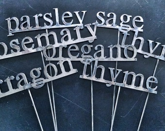 You choose! Set of 6 metal herb stakes/garden markers