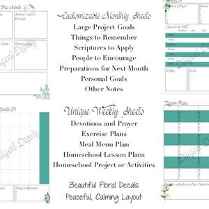 Customizable Christian Homeschool Planner Download Printable TEAL Floral image 4