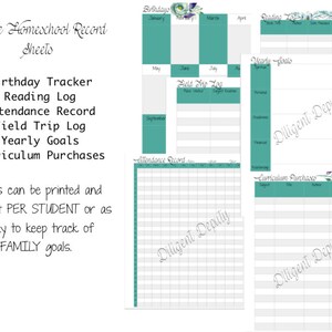 Customizable Christian Homeschool Planner Download Printable TEAL Floral image 2