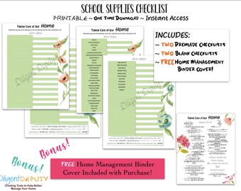 School Supplies Checklist ~ Home Management ~ Christian Homeschool ~ Planner Checklist ~ Organization