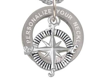 Compass Necklace,Custom Engraved Affirmation Eternity Necklace,Compass Jewelry,Compass Jewelry Gifts,Personalized Gift,Compass Pendant,C5454