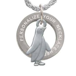 Penguin Necklace Custom Engraved Affirmation Necklace, C3735