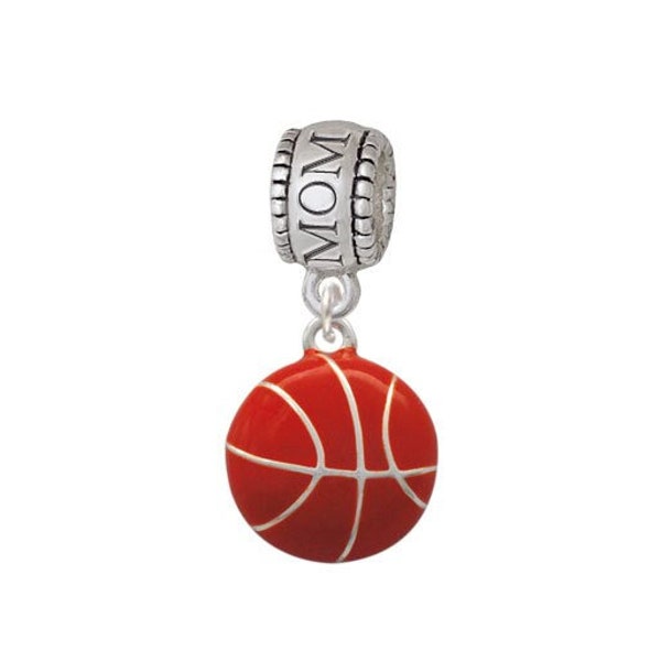 Silvertone Enamel Basketball Family Charm Bead: Mom, Grandmother, Aunt, Niece, Daughter, Sister, Godmother, Best Friend, Coach, Wife Etc