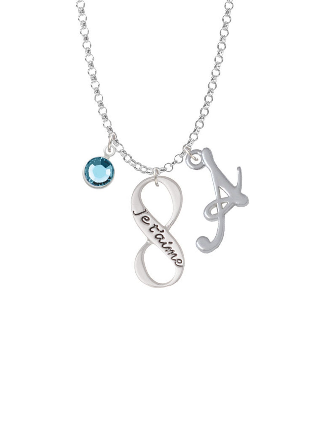 Je T'aime - Infinity Charm Necklace - Personalized Initial Jewelry