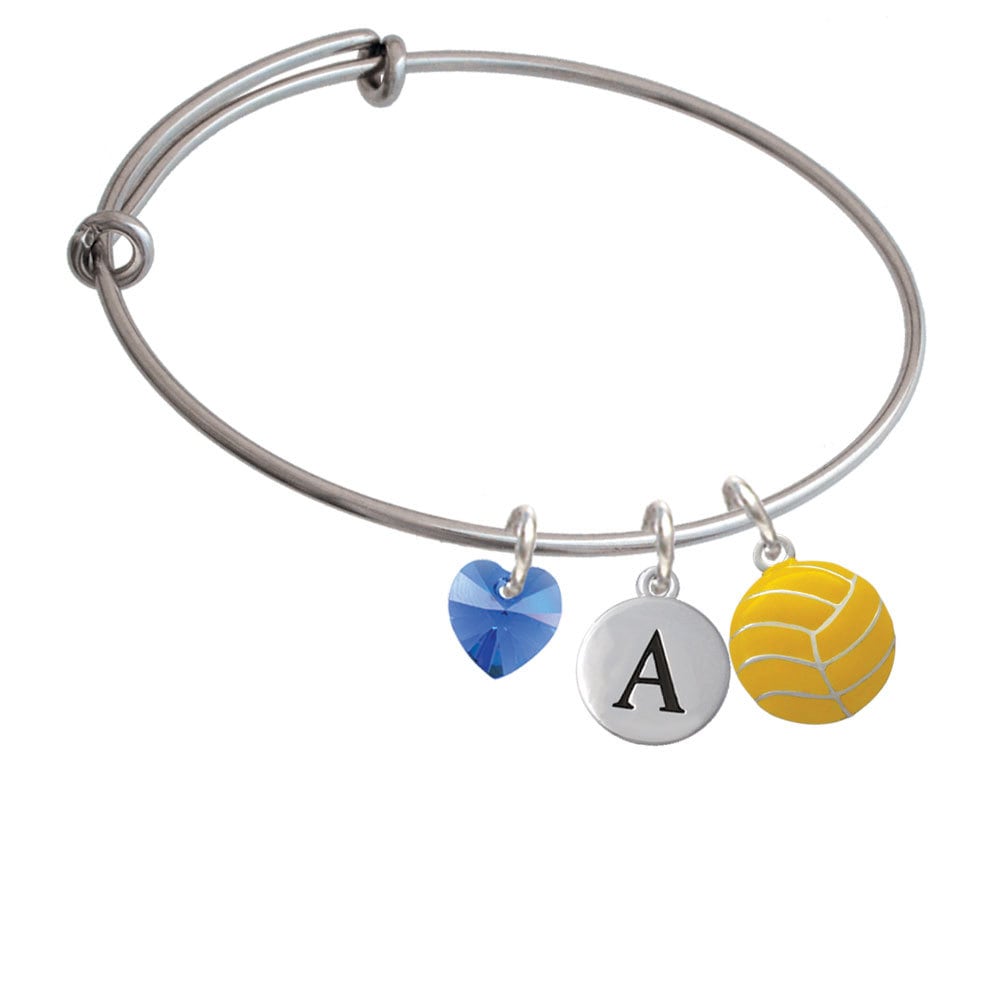 Yellow Water Polo Ball Charm Bangle Bracelet Pebble Initial Etsy