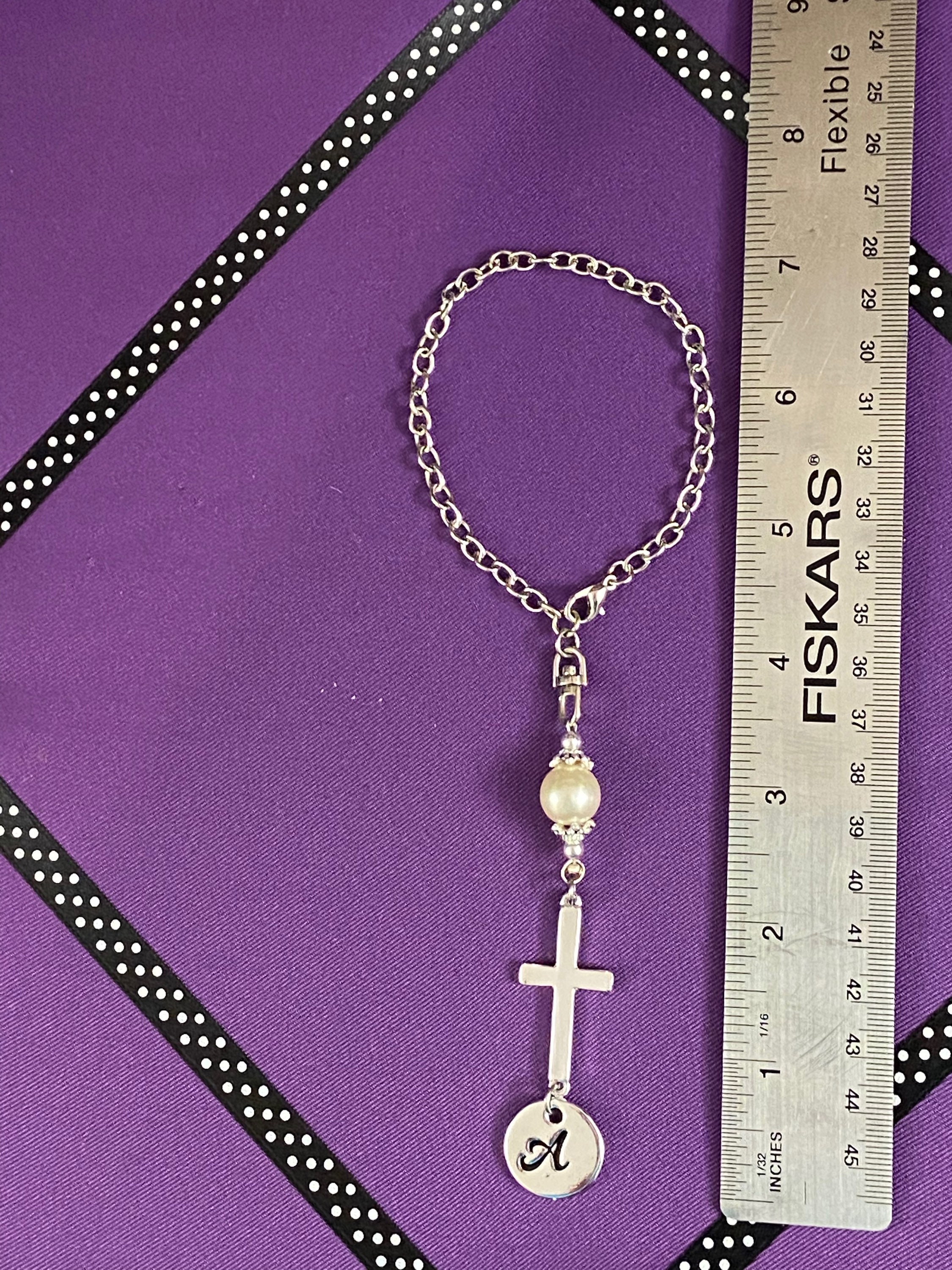 Rearview Mirror Car Charm Large Cross with Glass Pearl and Etsy.de