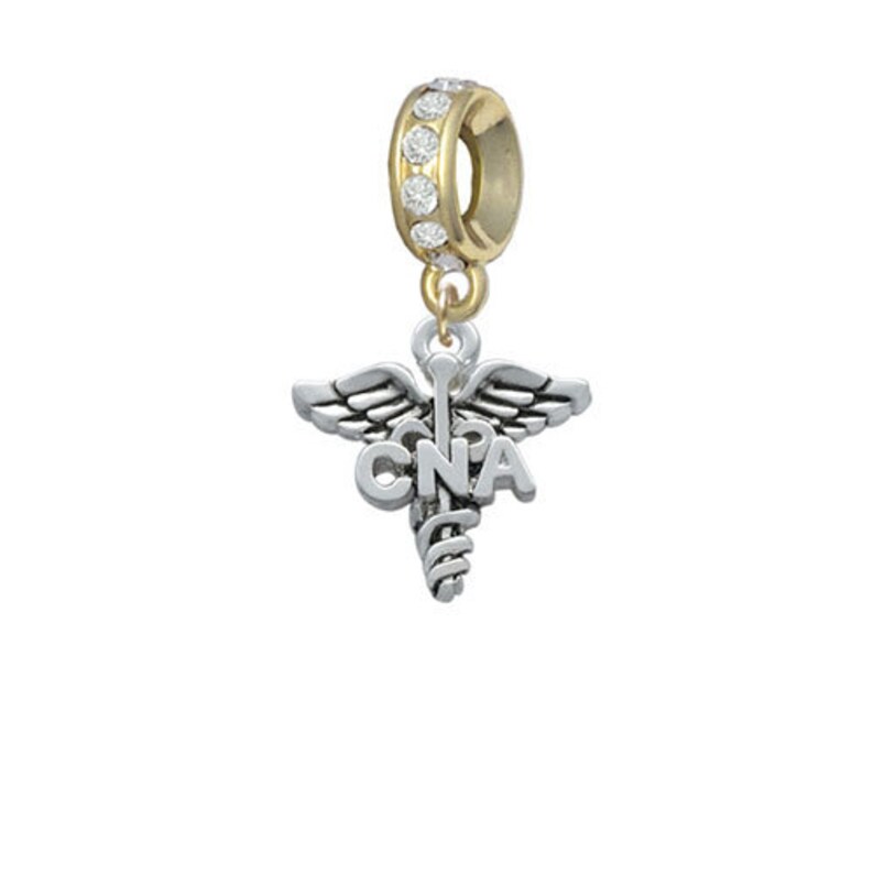 RN Caduceus Charm Bead For Nurse Bracelets – Fits Pandora, Biagi, Chamilia & More, 5mm Hole - View #7