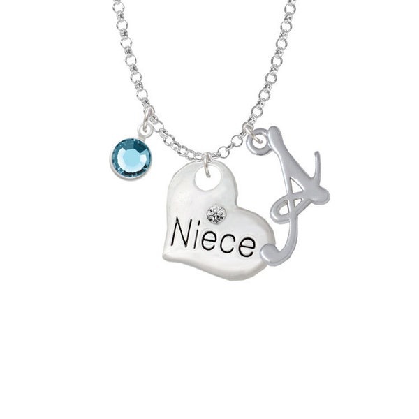 Niece Heart Charm Necklace - Personalized Initial Jewelry with Crystal - Niece Jewelry, Niece Necklace NC-Channel-C5720-SmGelato-F2301