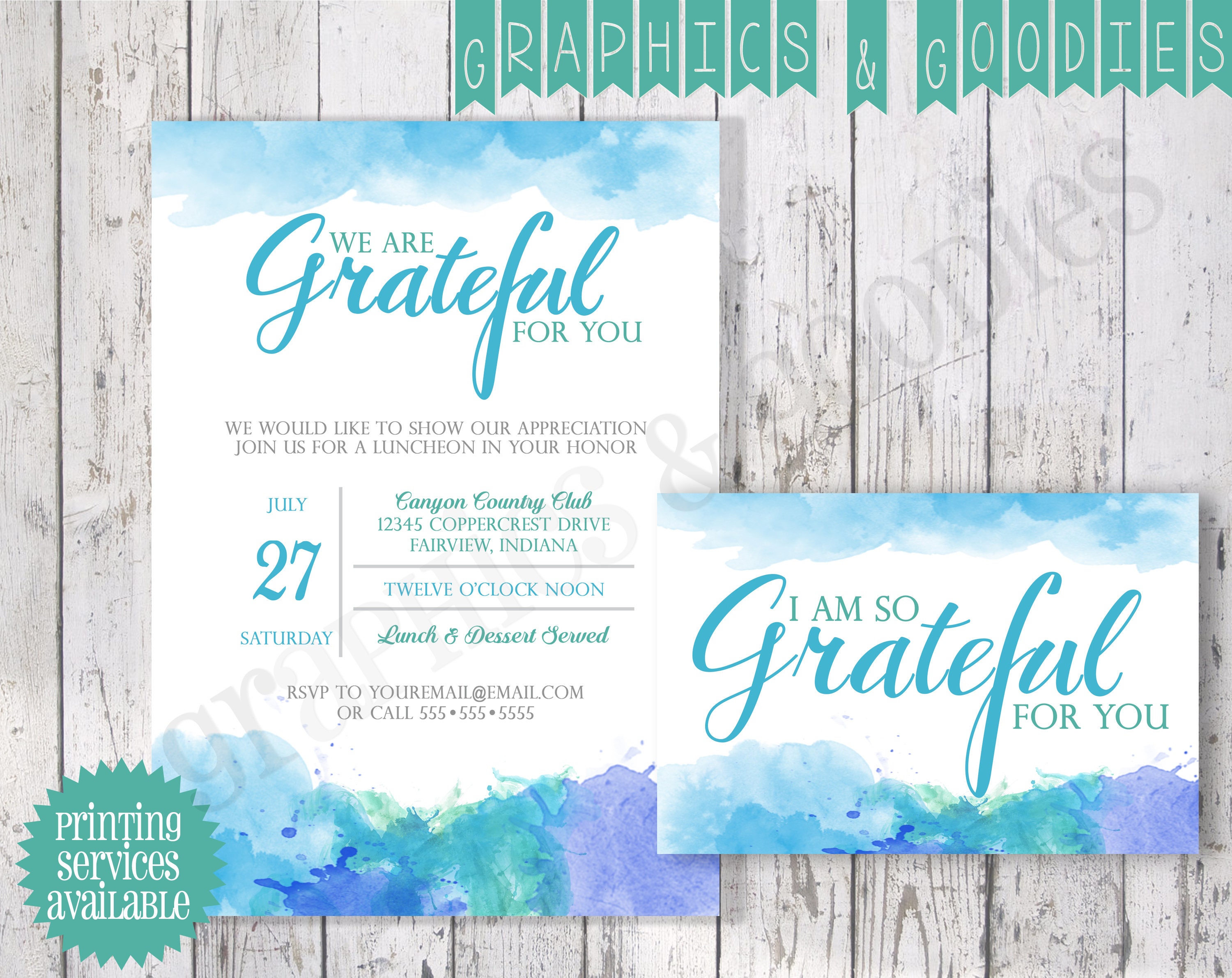 Appreciation Luncheon Invitation W Thank You Note