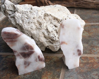 Baraboo Quartzsite Polished and Rough Chunks, White and Purple