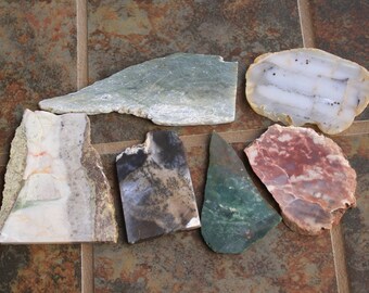 6 Agate and Jasper Lapidary Slabs