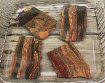 Tiger Eye Slabs, 1 African and 3 Marra Mamba from Australia