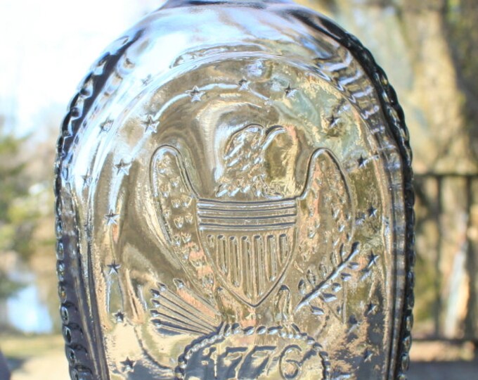 Clear 1776 Eagle Log Cabin Syrup Bottle Vintage Bicentennial Etsy