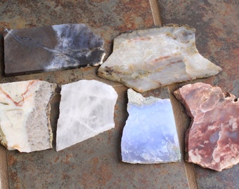 Group of 6 Colorful Lapidary Slabs