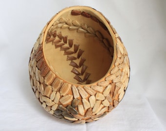 Gourd Bowl Decorated with Colorful Gourd Seeds Inside and Out