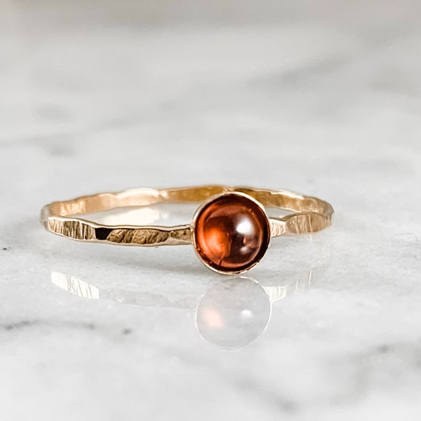 Garnet Gemstone Stacking Ring - ONE RING  (Rose Gold Sterling Silver January Birthstone Gemstone Stacking Ring Gifts Under 50)