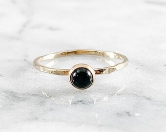 onyx stacking ring, gemstone ring, black stone ring, gemstone jewelry, onyx jewelry, stackable ring, sterling silver ring, rose gold ring