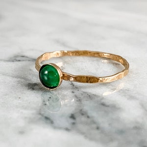 emerald ring, may gemstone, birthstone jewelry, green bridal jewelry, rose gold ring, silver ring, stacking ring, gift for her image 2