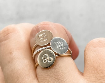 Sterling Silver Zodiac Symbol Ring: Personalized Celestial Jewelry