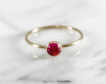 Ruby Stacking Ring: Sterling Silver, Rose Gold, July Birthstone