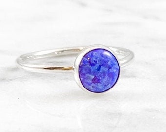 Purple Opal Thick Gemstone Ring - ONE RING (Gold Rose Gold Silver October Birthstone Stacking Ring Bridesmaid Wedding Gift for her under 50)