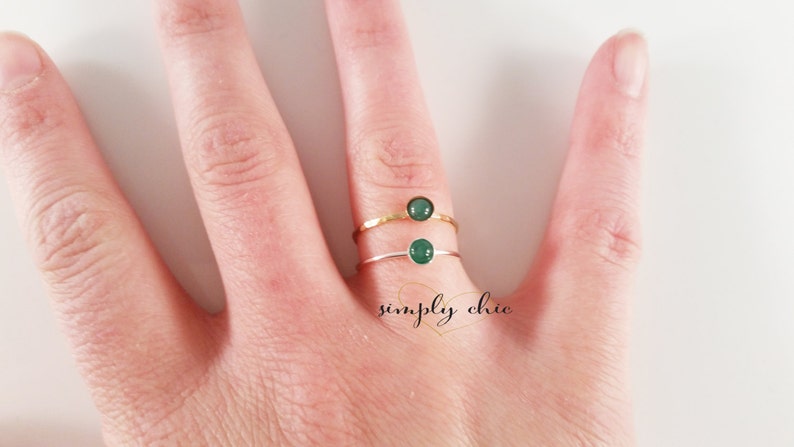 emerald ring, may gemstone, birthstone jewelry, green bridal jewelry, rose gold ring, silver ring, stacking ring, gift for her image 7