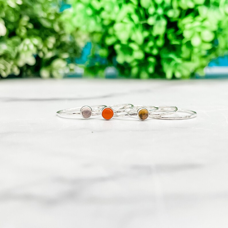 self love ring stack, intention jewelry, rose quartz ring, carnelian, citrine ring, crystals for self esteem, crystals for passion image 3