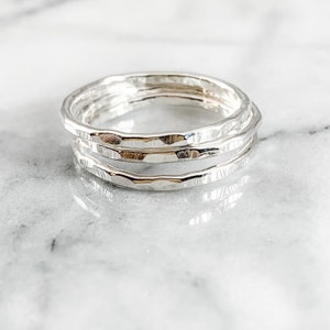 Thick Stacking Ring - ONE RING (Gold Sterling Silver Rose Gold Simple Hammered Minimalist Ring Gifts for her under 50)