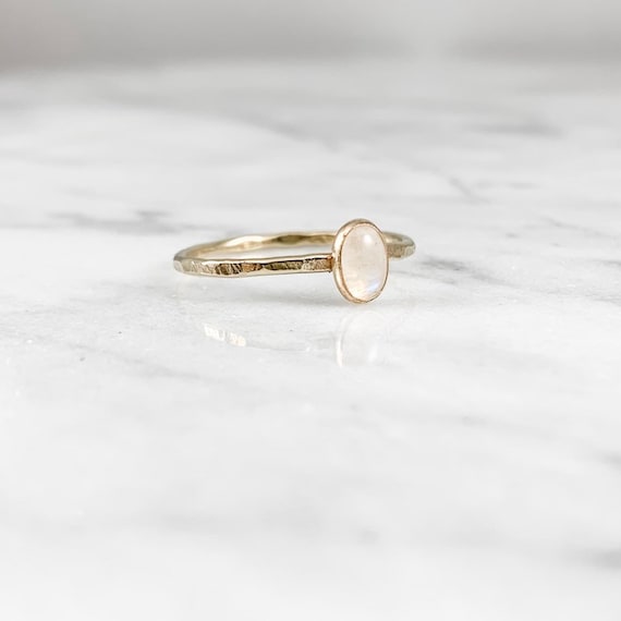Rainbow Moonstone Ring: Oval Bezel, Sterling Silver, Gold or Rose Gold