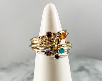 Chakra Gemstone Ring: Sterling Silver Stacking Ring