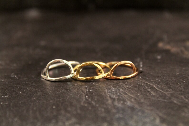 Half Circle Sunrise Ring Open Geometric Ring Hammered Ring Etsy