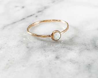 Opal Edelstein Ring - EIN RING (Rose Gold Sterling Silber Oktober Birthstone Edelstein Stapelring Geschenke unter 50)