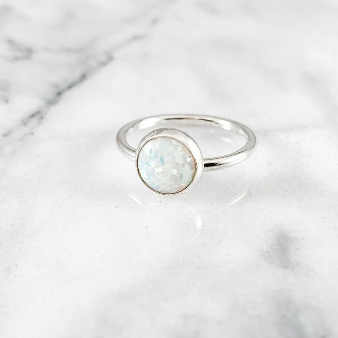 Opal Thick Gemstone Ring ONE RING gold Rose Gold Silver - Etsy