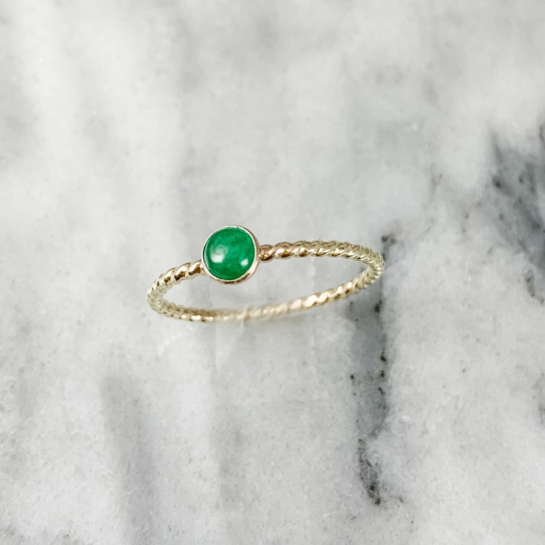 Gold Filled Rope Gemstone Ring Personalized Bridesmaid Birthstone Wedding Nautical Twist Gift for Her Gifts Under 30