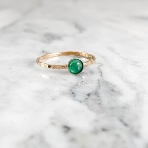 emerald ring, may gemstone, birthstone jewelry, green bridal jewelry, rose gold ring, silver ring, stacking ring, gift for her image 3