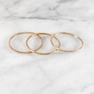 Thin Stacking Ring Set - 3+ RINGS (Sterling Silver Gold Filled Rose Gold Filled Simple Minimalist Gifts for Her Under 50)
